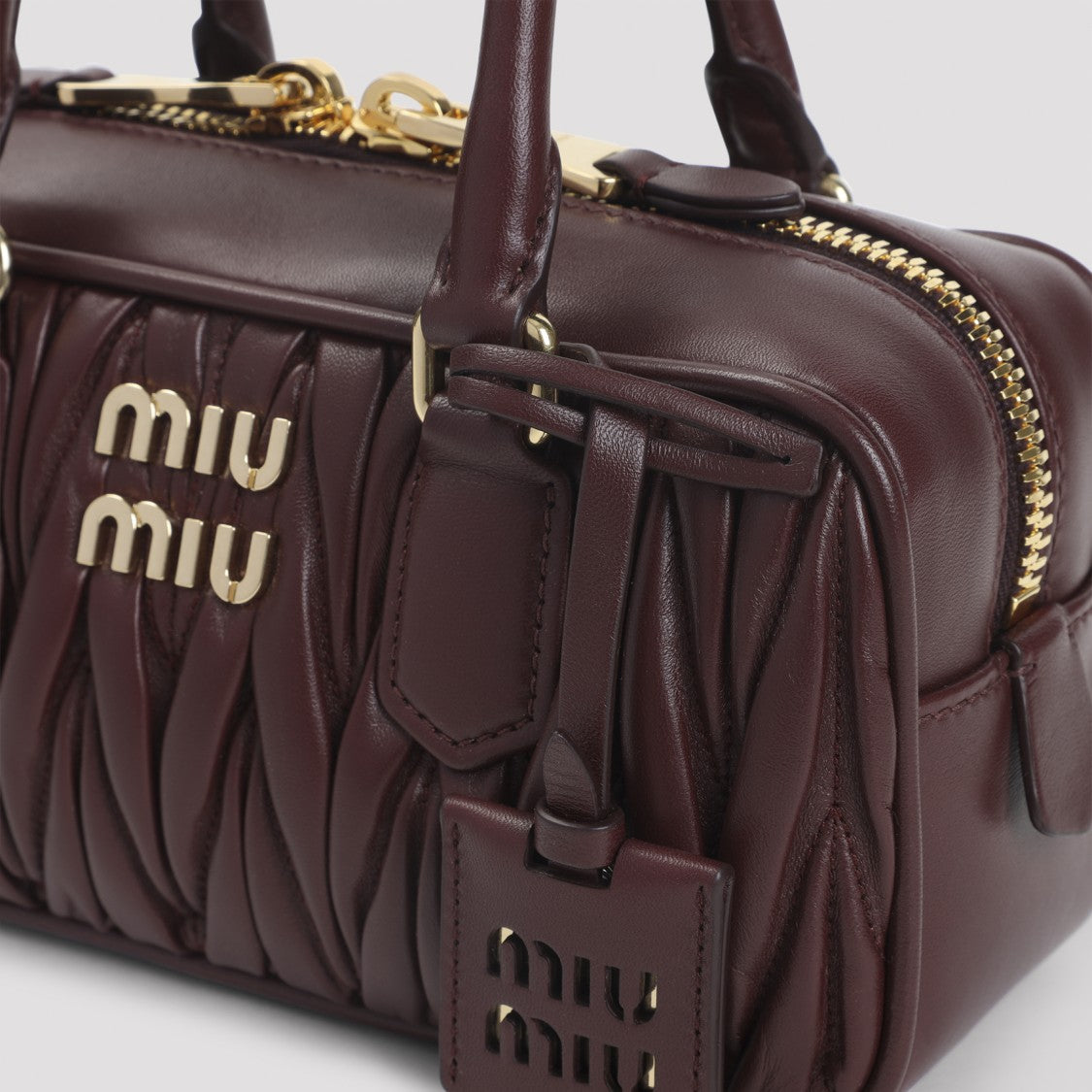 Miu Miu Bordeaux Matelassé Lamb Leather Handbag