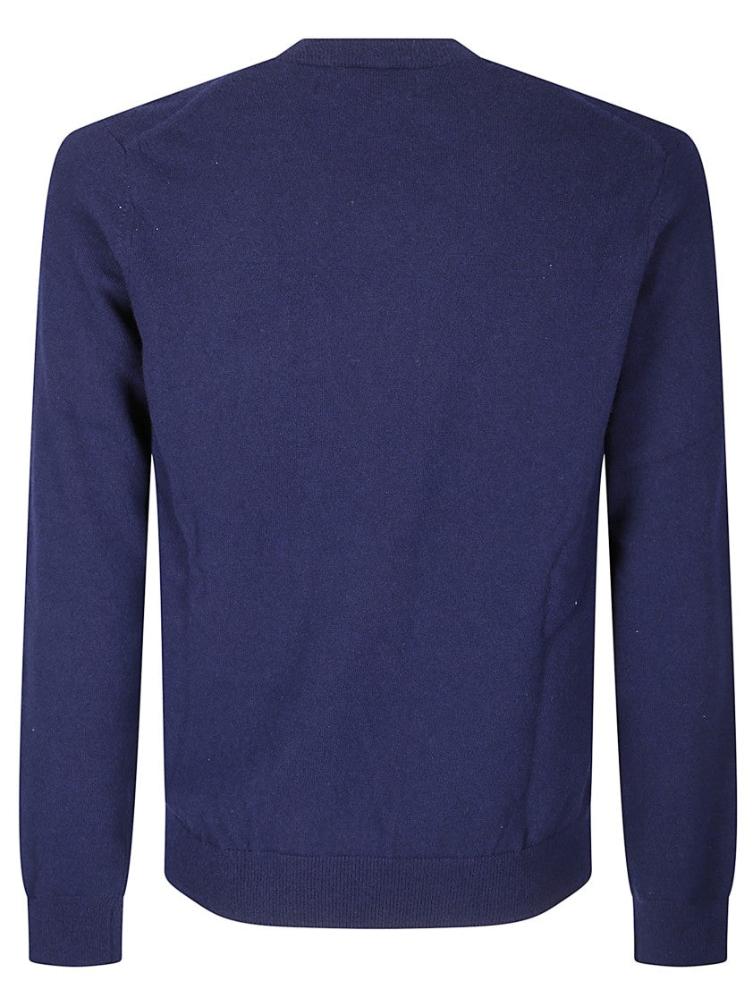 Comme Des Garçons V-Neck Knit Sweater With Ribbed Trim