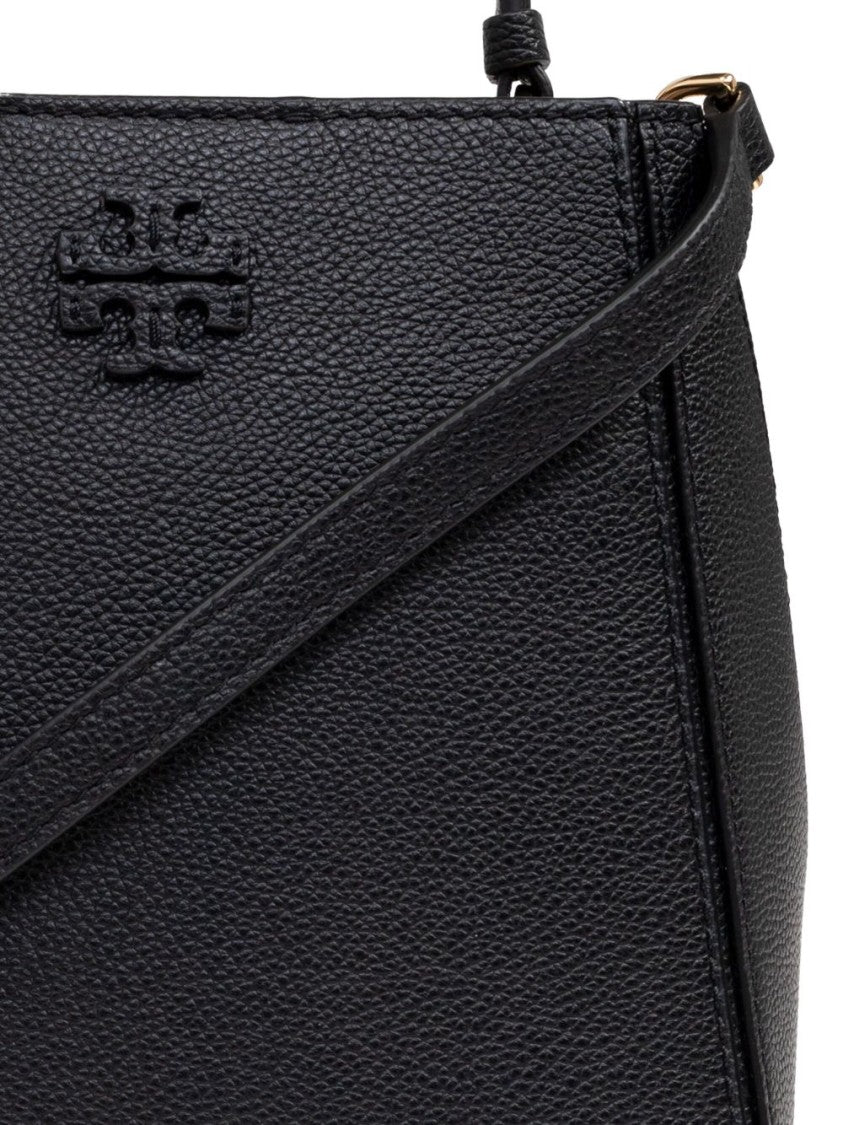 Tory Burch Structured Black Calf Leather Tote