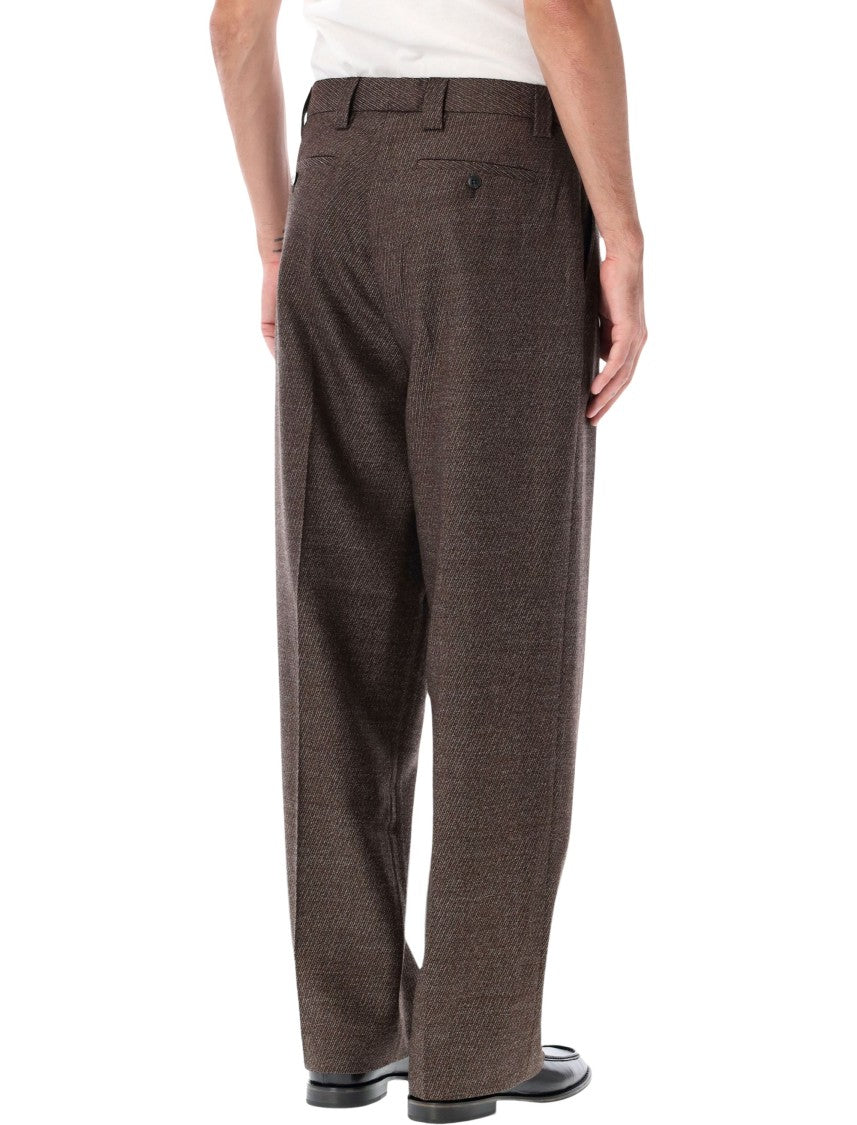 Mfpen Brown Textured Wide-Leg Trousers