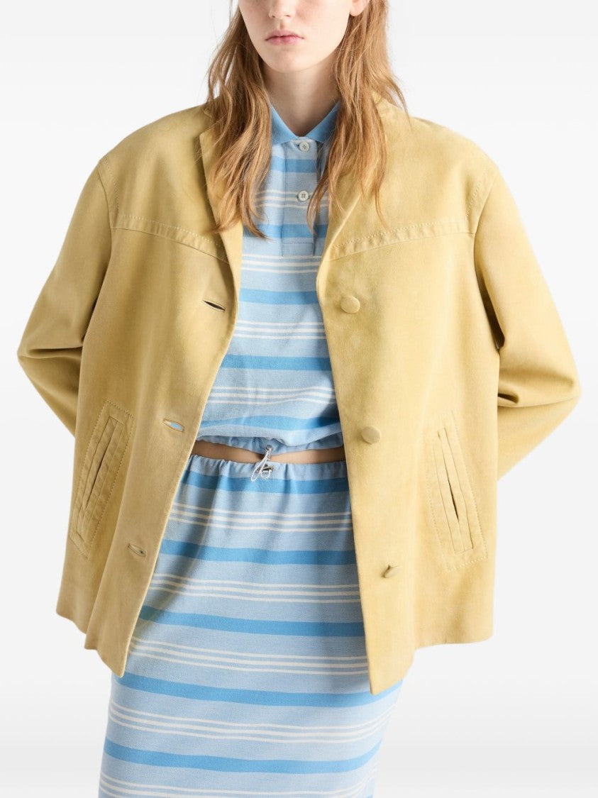 Prada Black Sueded Caban Classic Collar Jacket