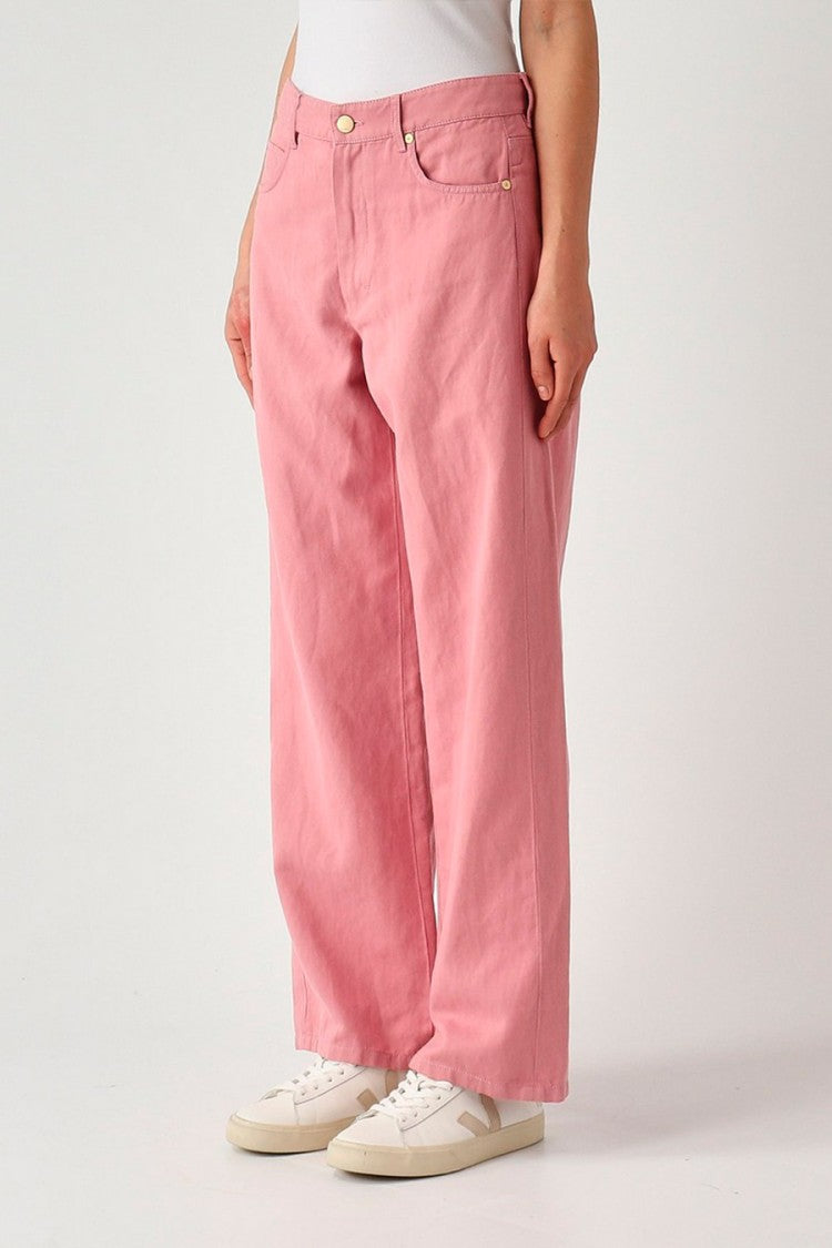 Max Mara Pink Wide-Leg Five-Pocket Cotton-Blend Jeans