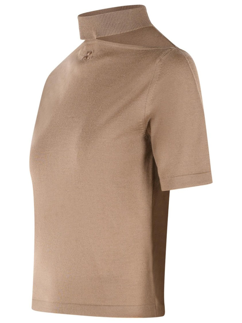 Courrèges Brown Merino Wool Turtleneck Sweater