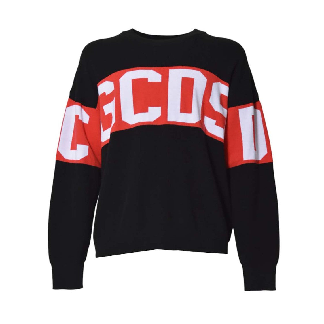 Gcds Black Wool Crew Neck Pullover