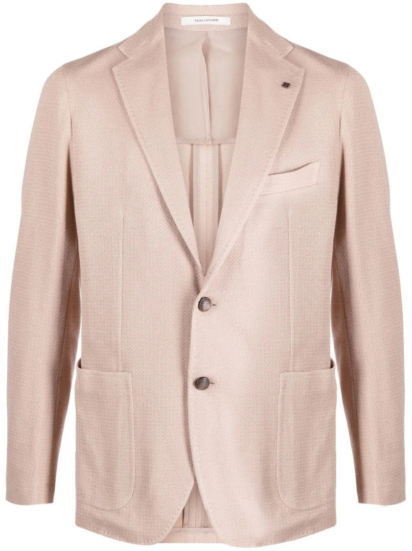 Tagliatore Beige Textured Tailored Blazer