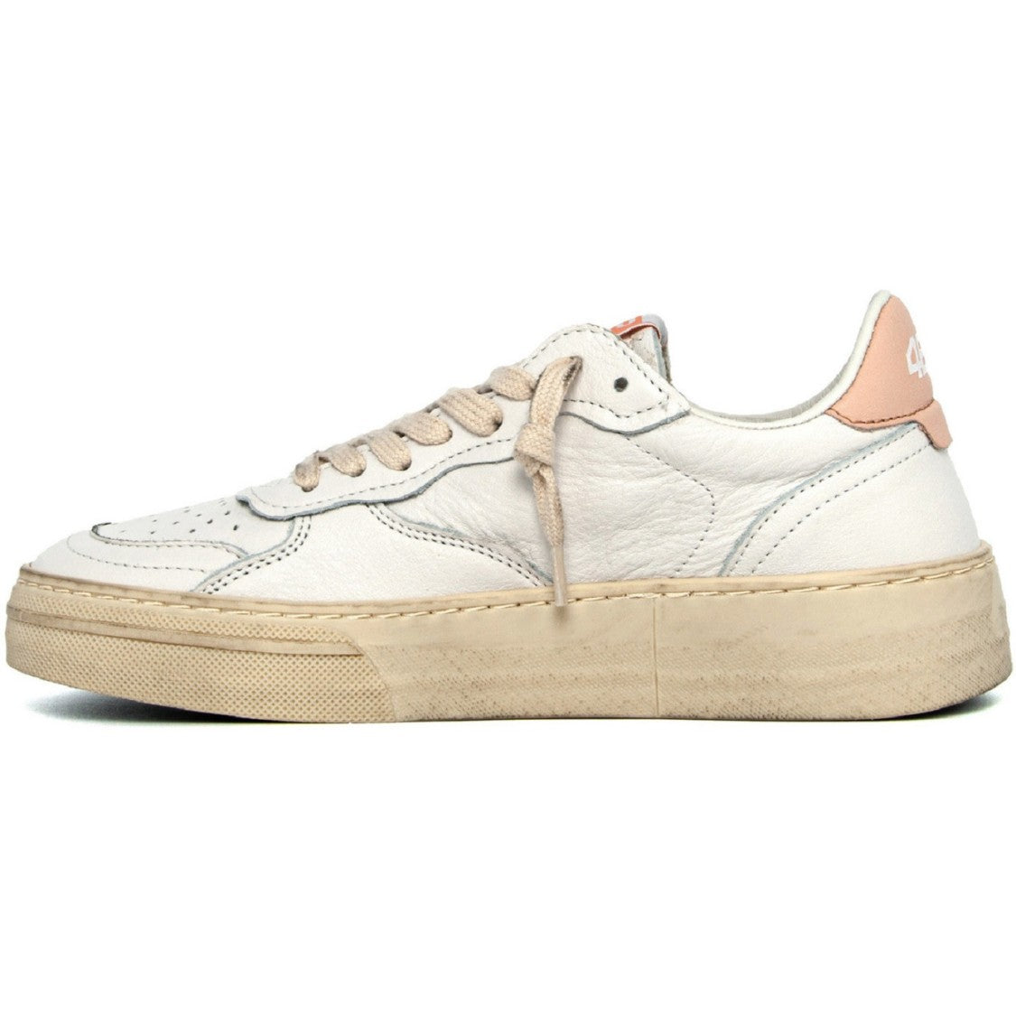 4B12 White Leather Platform Sneakers