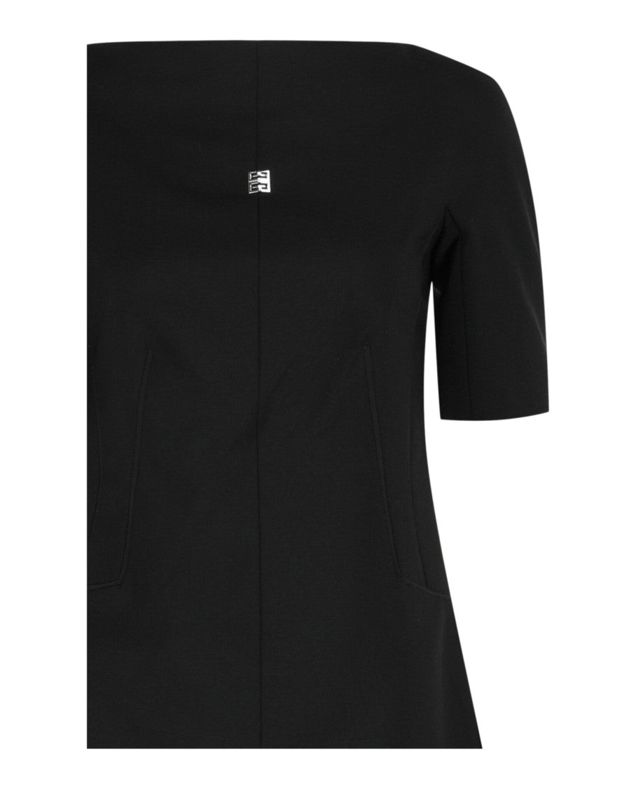 Givenchy Contrast Trim Mini Dress With Boatneck And Flare Hem