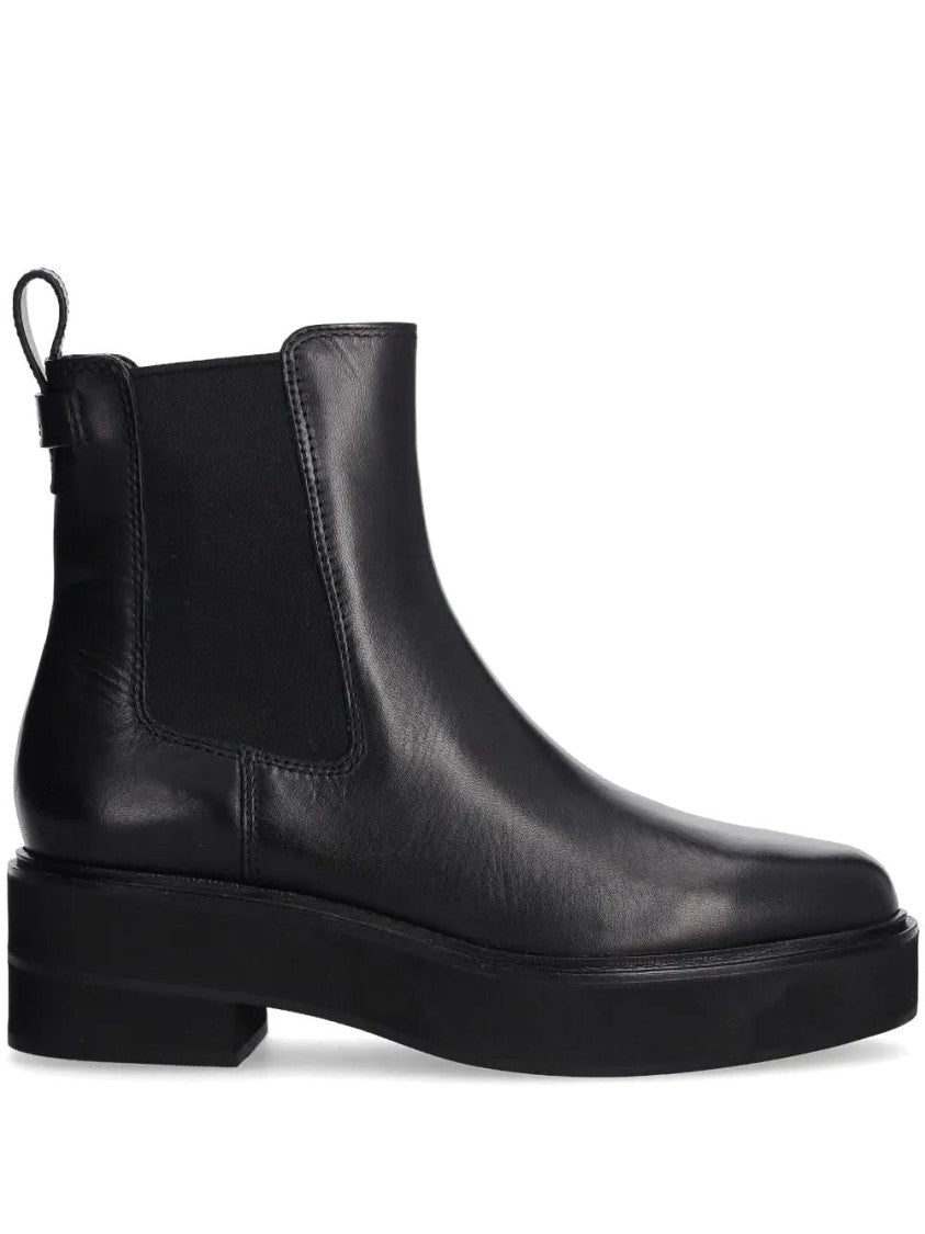 Lauren Ralph Lauren Black Adrianna Minimalist Leather Ankle Boots