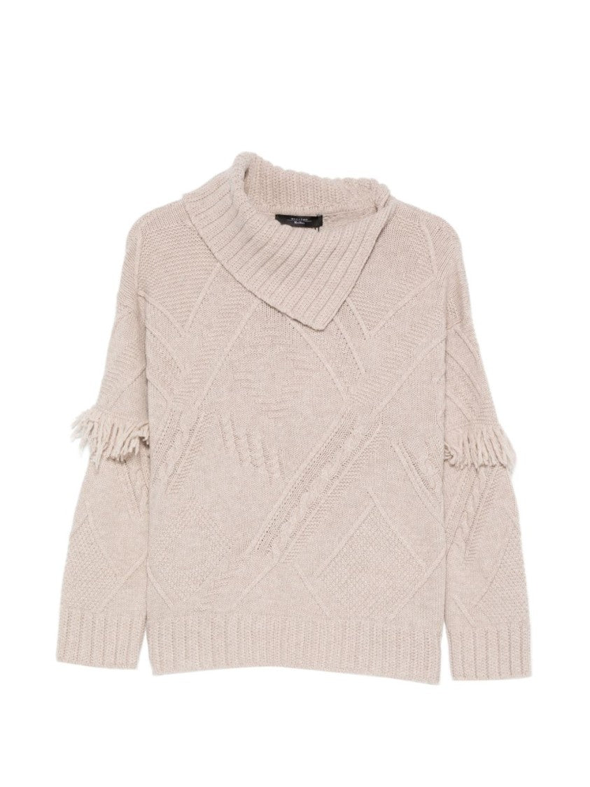 Max Mara Textured Knit Top With Asymmetrical Collar