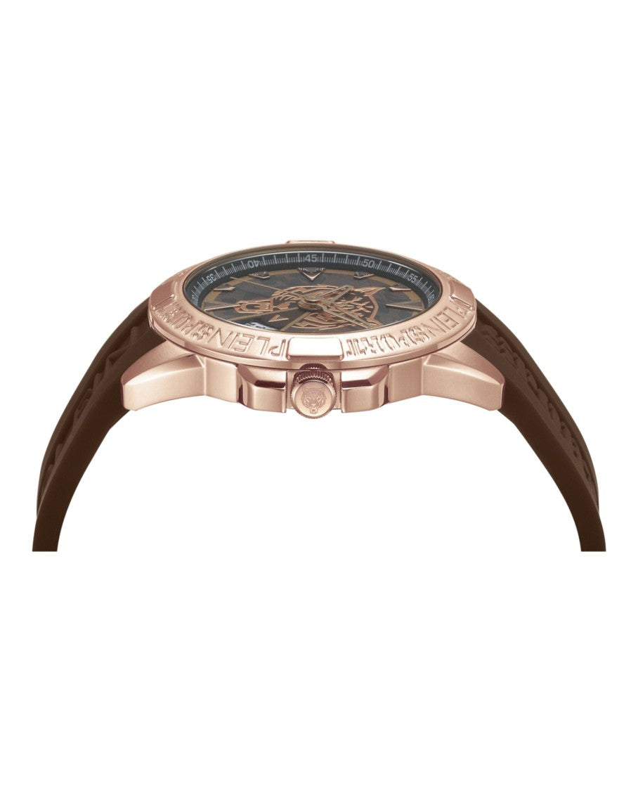Plein Sport 44Mm Ip Rose Gold Case Watch With Camo Guilloche Dial