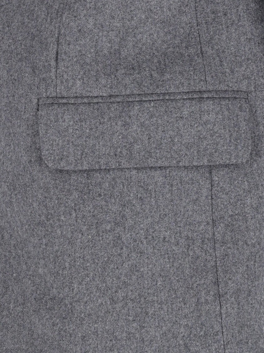 Ami Single-Breasted Grey Virgin Wool Blazer With Classic Lapel
