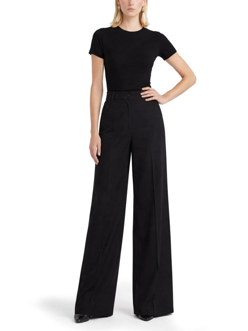 Theory Neutrals Tailored Wide-Leg Wool-Blend Pants