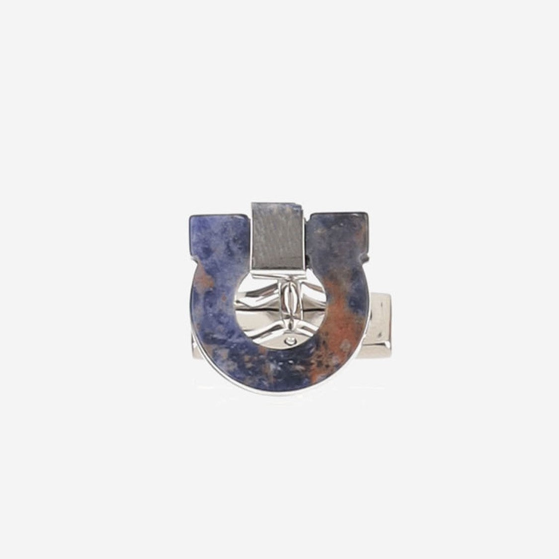 Salvatore Ferragamo Horseshoe-Shaped Cufflinks In Semiprecious Stone And Polished Brass