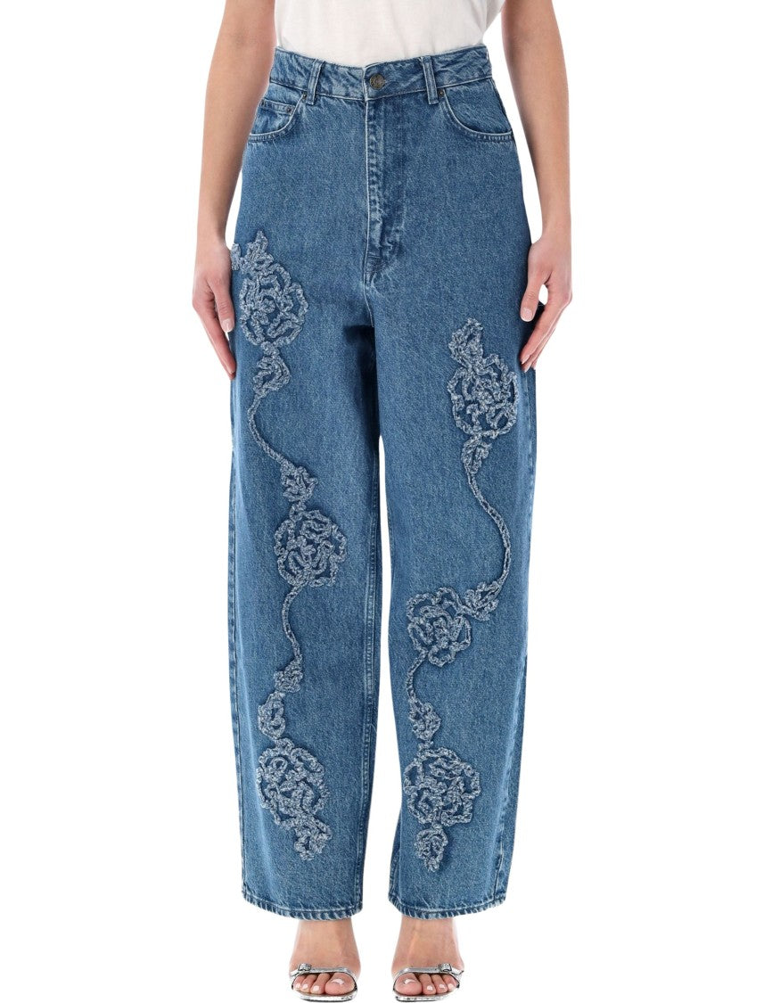 Rotate Floral Denim Boyfriend Jeans