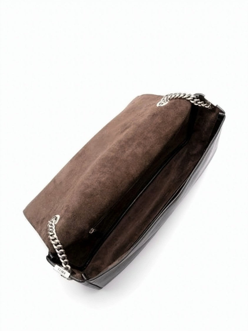 Fendi Large Smooth Calf Leather Shoulder Bag With Silver-Tone Clasp
