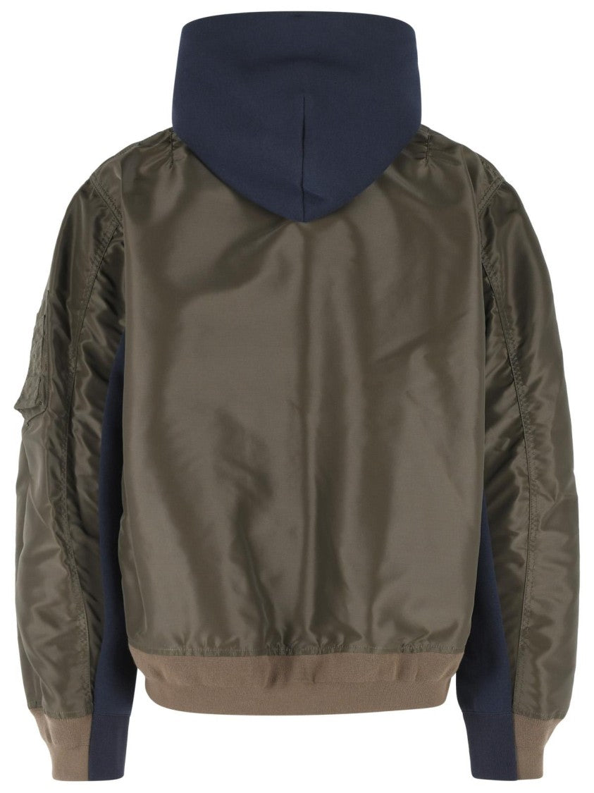 Sacai Navy Cotton And Khaki Blend Sweatshirt
