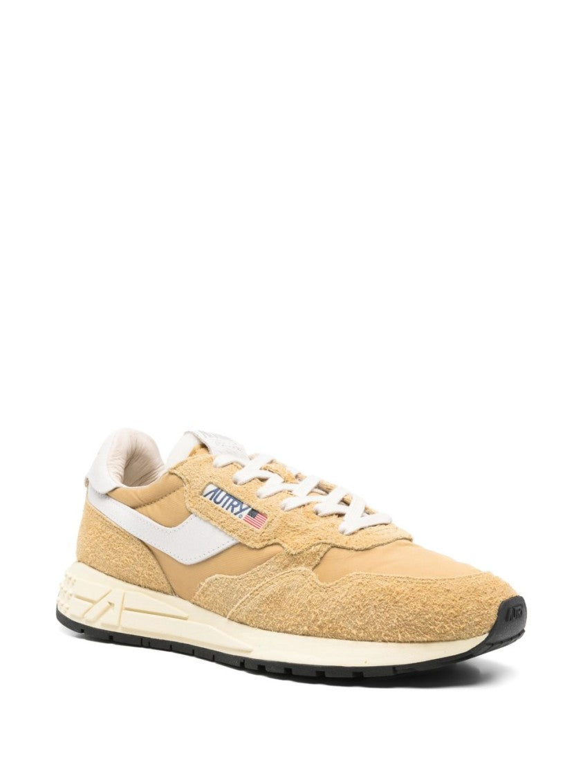 Autry Beige Logo Panel Round Toe Sneakers