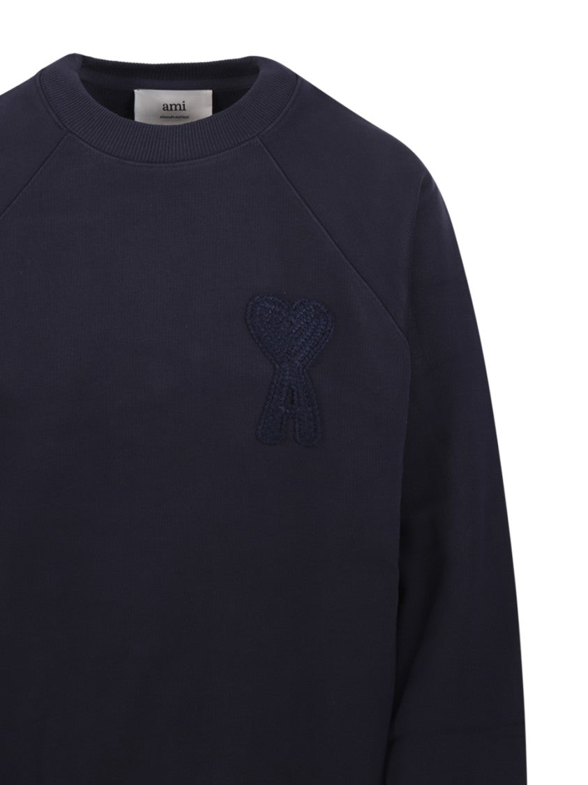 Ami Organic Cotton Sweatshirt With Embroidered Detail