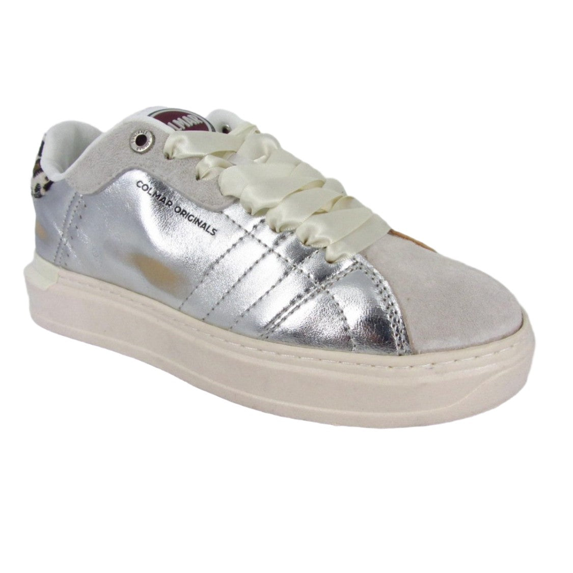 Colmar Originals Metallic Silver And Beige Suede Low-Top Shoes