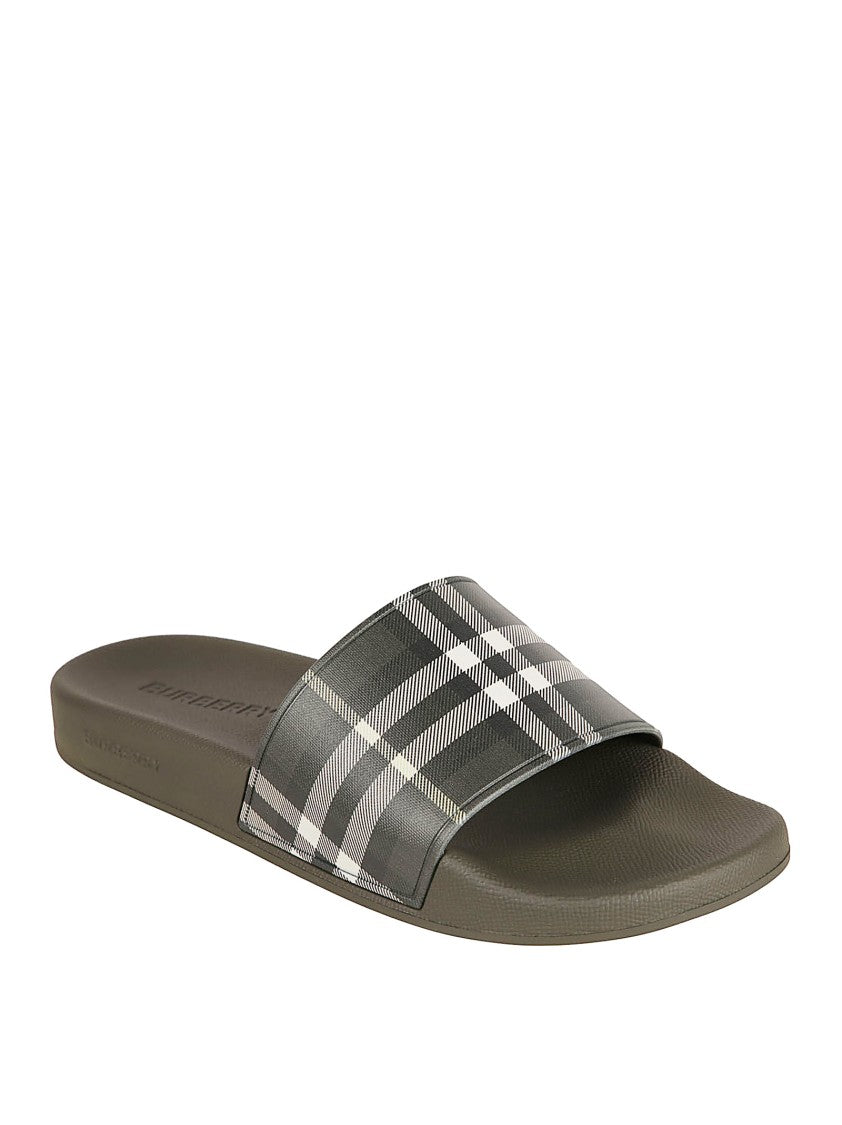 Burberry Slide Sandals With Contoured Footbed
