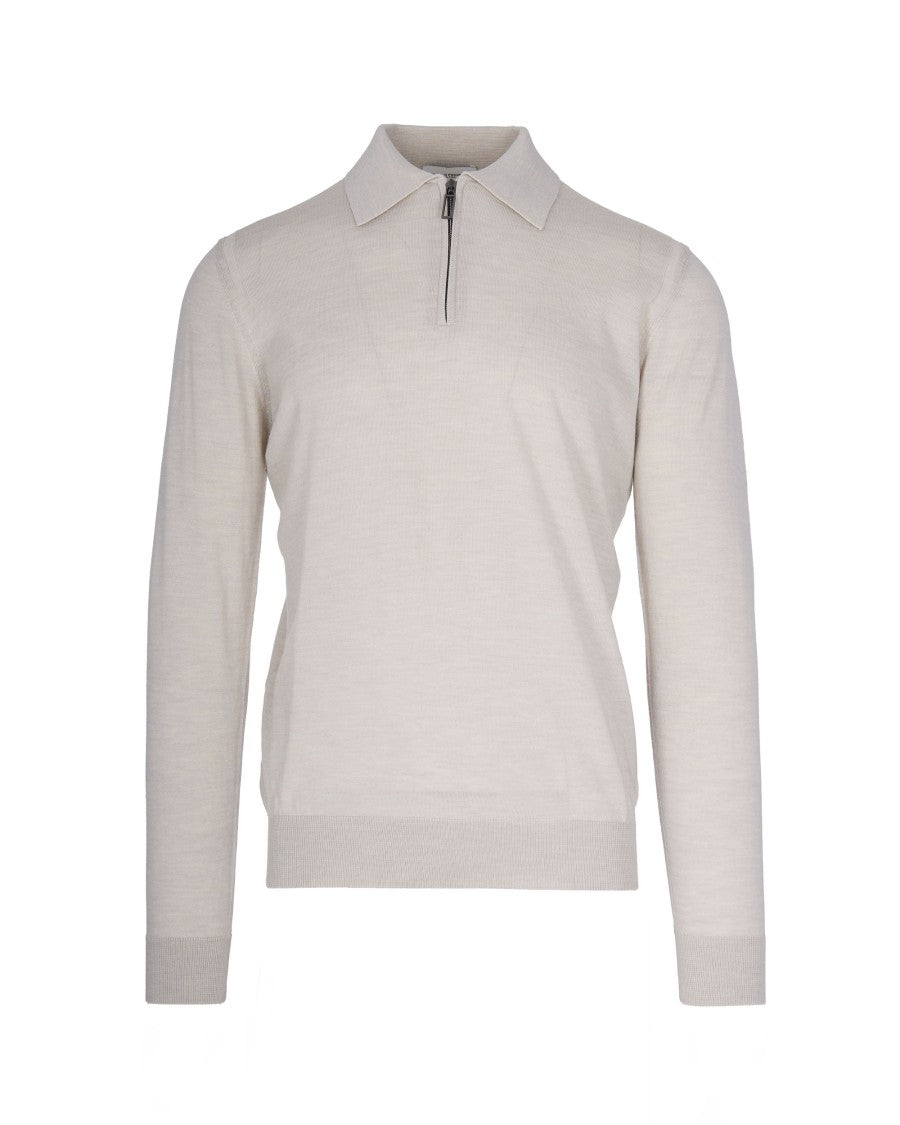 Paolo Pecora Knit Polo Sweater With Half-Zip Closure And Ribbed Detailing