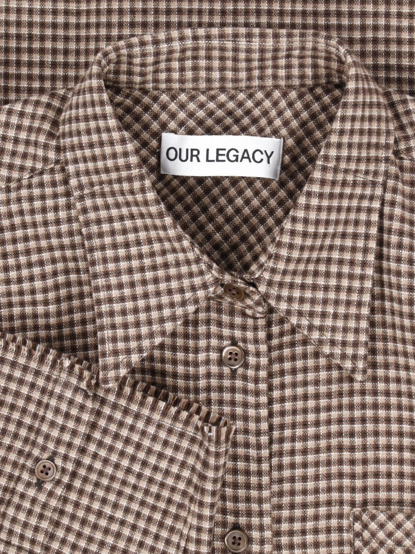 Our Legacy Brown Checkered Classic Collar Shirt