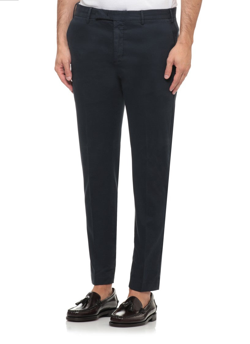 Pt Torino Blue Tailored Cotton Straight-Leg Pants