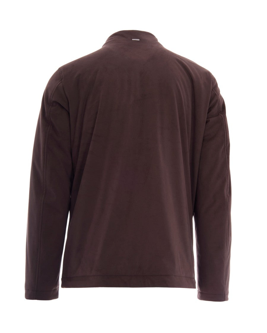 Herno Dark Brown Suede High Neck Jacket