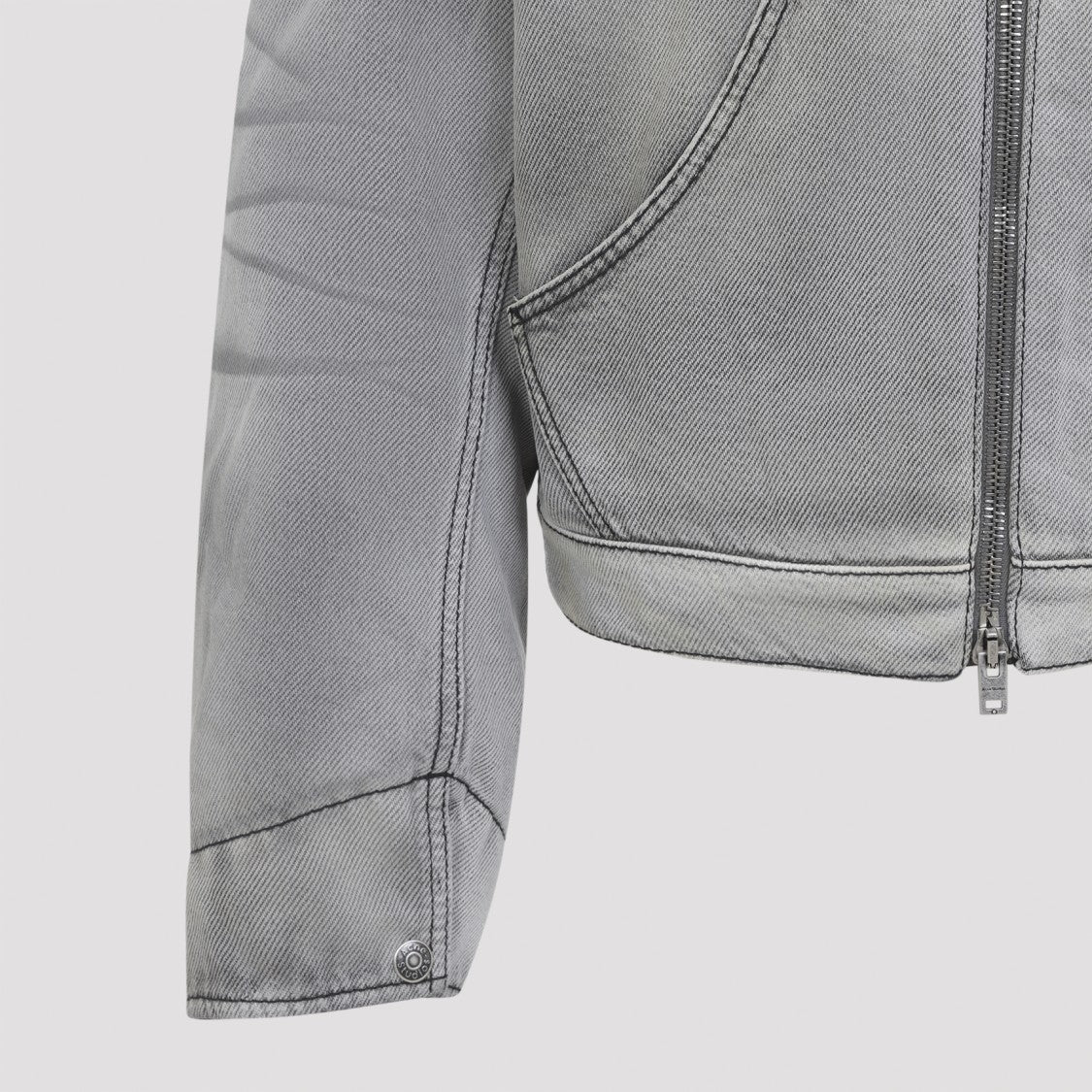 Acne Studios Washed Grey Cotton Jacket With Contrasting Black Collar