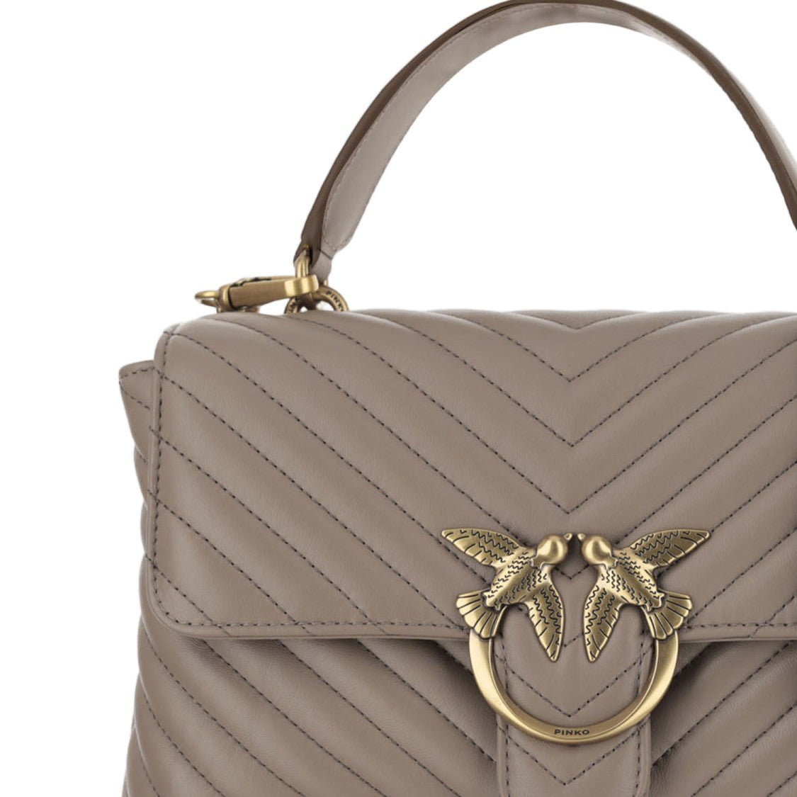 Pinko Chevron Quilted Nappa Leather Bag With Love Birds Buckle