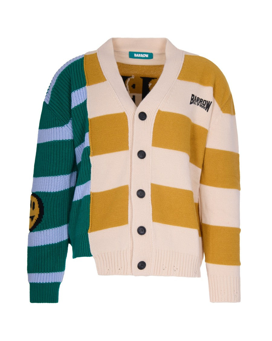 Barrow Ribbed Knit Cardigan With Distressed Pattern