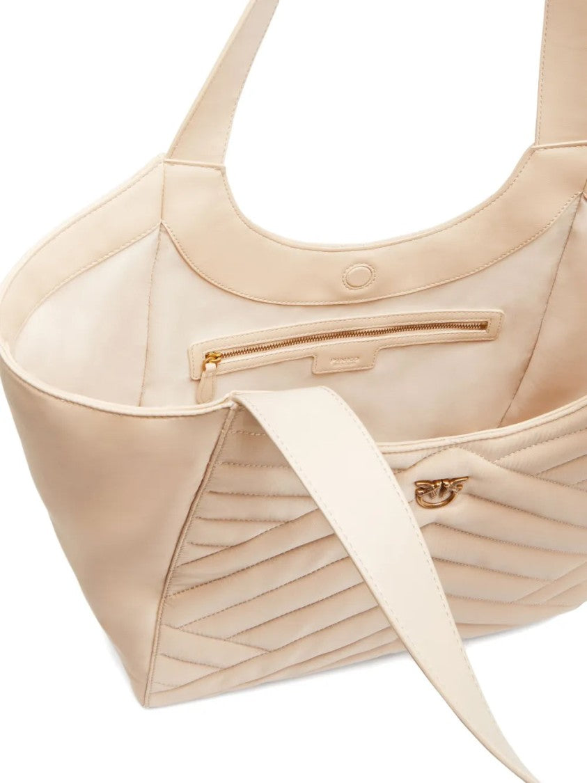 Pinko Quilted Grey Nylon Tote Bag