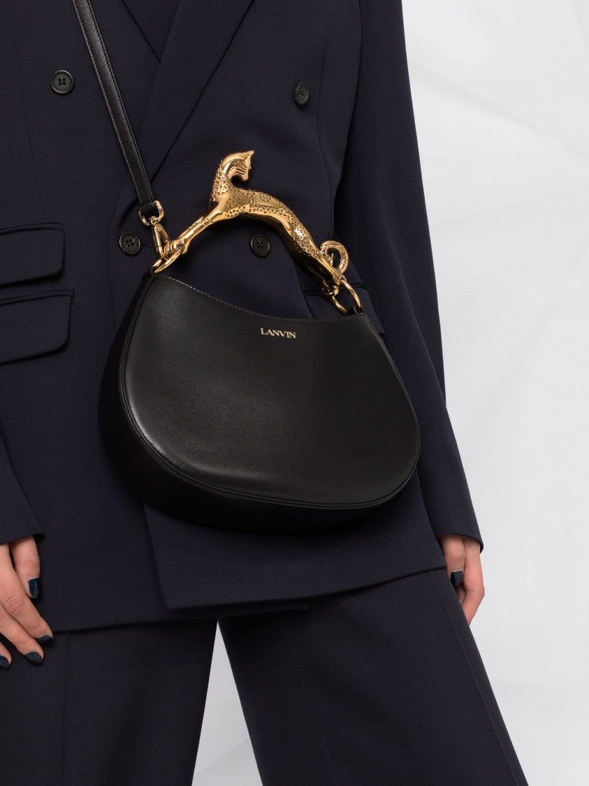 Lanvin Calf Leather Cat Handle Crescent Hobo Bag