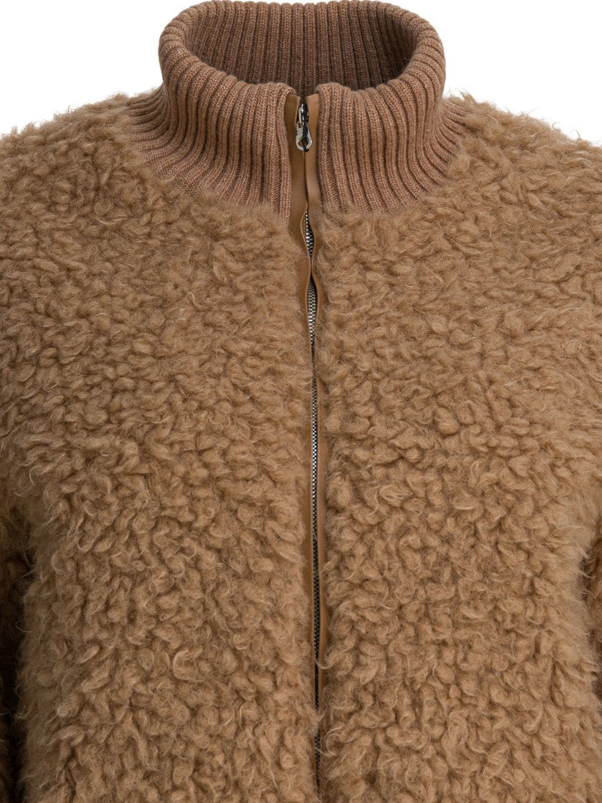 Thelaurent Cropped Beige Jacket With Textured Wool-Cashmere Blend