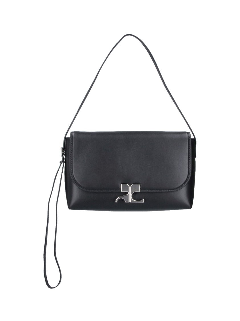 Courrèges Black Icotype Flap Shoulder Bag