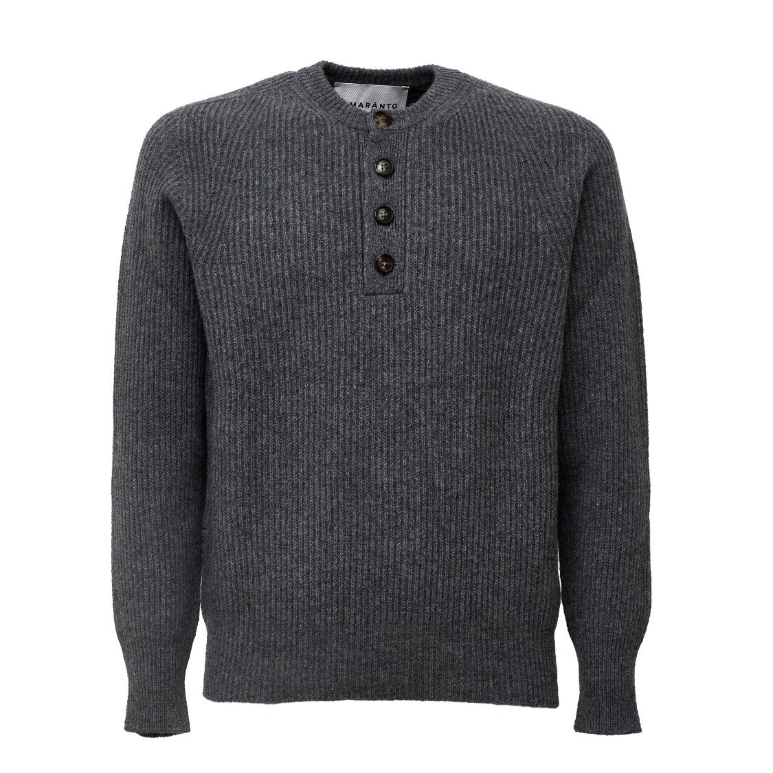 Amaranto Ribbed Knit Overfit Sweater With Four-Button Placket