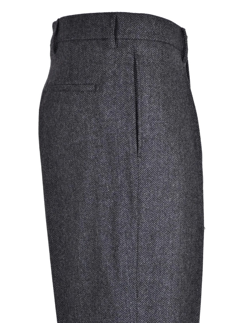 Berwich Grey Virgin Wool Herringbone Formal Pants