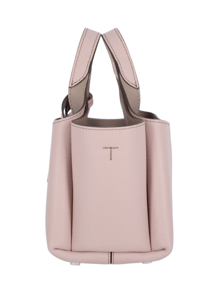 Tod's Micro Logo Shoulder Bag In Taupe Leather