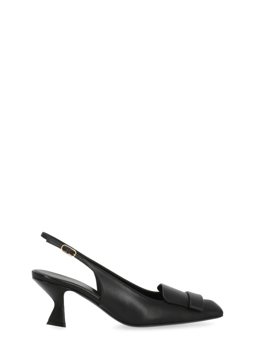 Sergio Rossi Black Square Tip Spool Heel Pumps