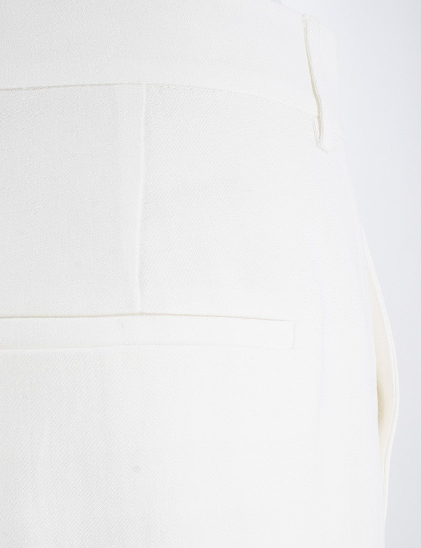 Antonelli High-Waist White Trousers With Wide Silhouette