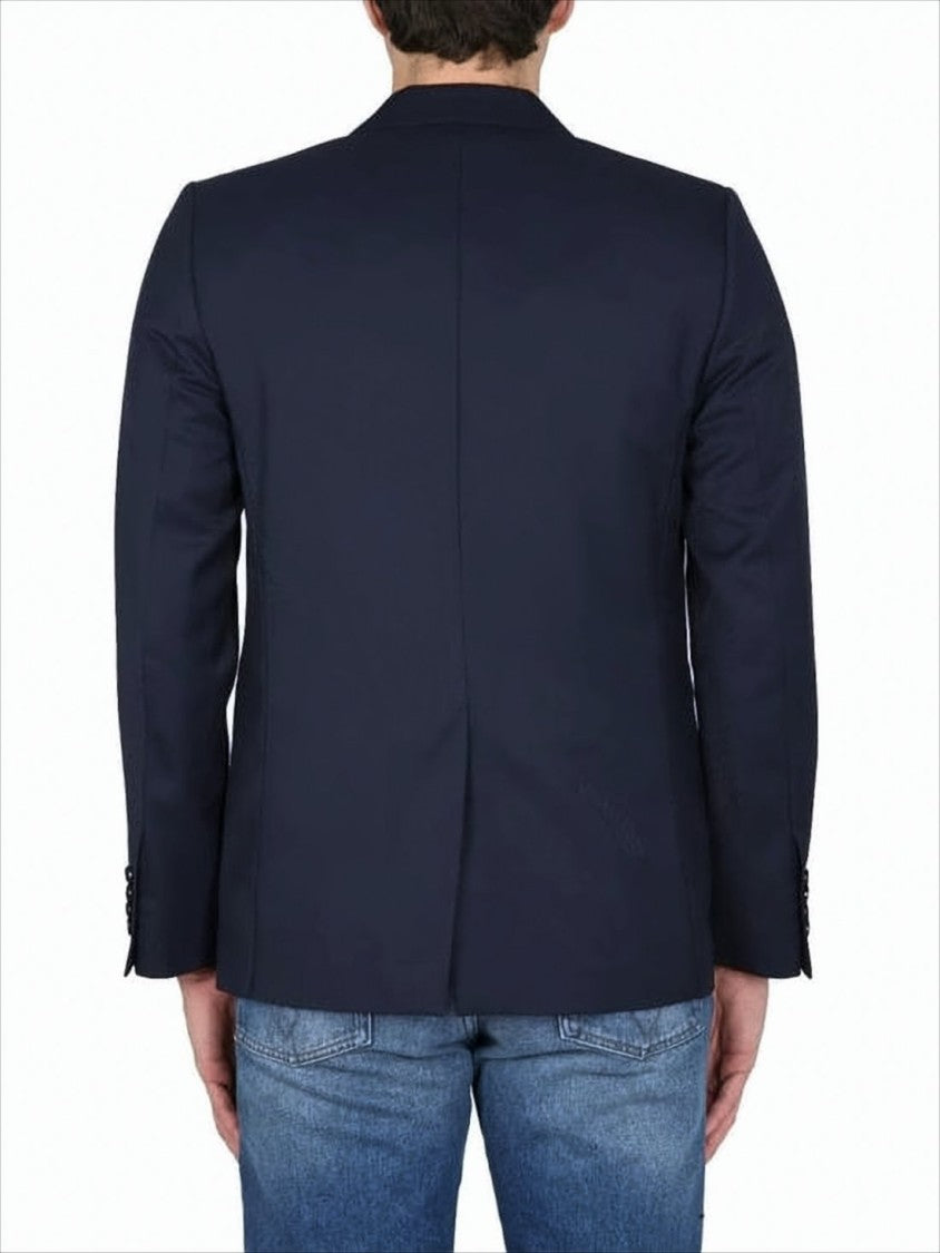Ami Paris Tailored Blue Suit Jacket With Structured Silhouette