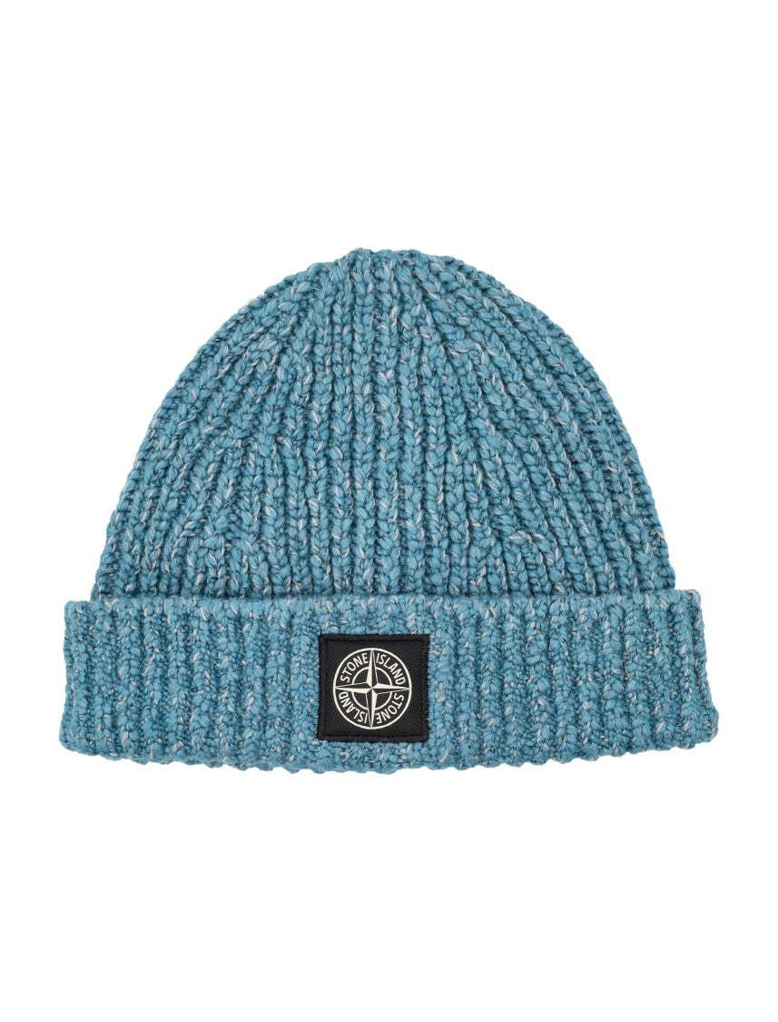 Stone Island Mouliné Wool Beanie With Compass Logo