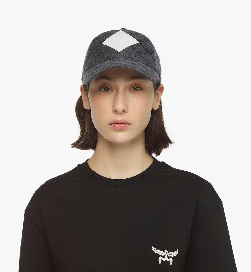 Mcm Double-Dyed Denim Jacquard Cap With Lauretos Monogram