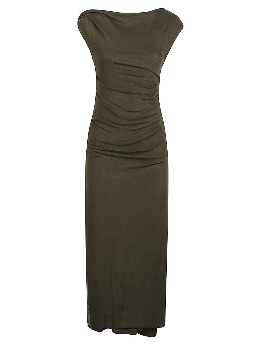 Patrizia Pepe Boat Neck Sheer Lyocell-Blend Midi Dress
