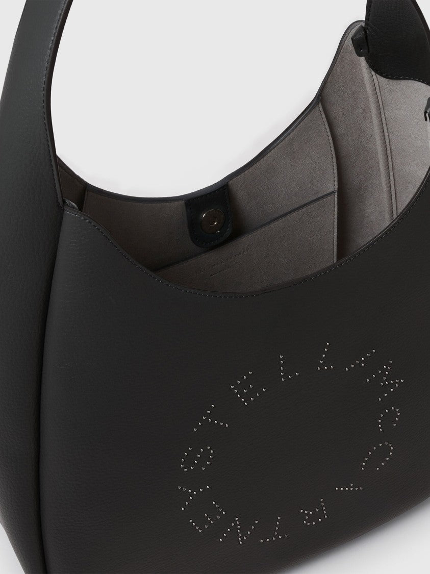 Stella Mccartney Black Large Hobo Eco Grainy Shoulder Bag
