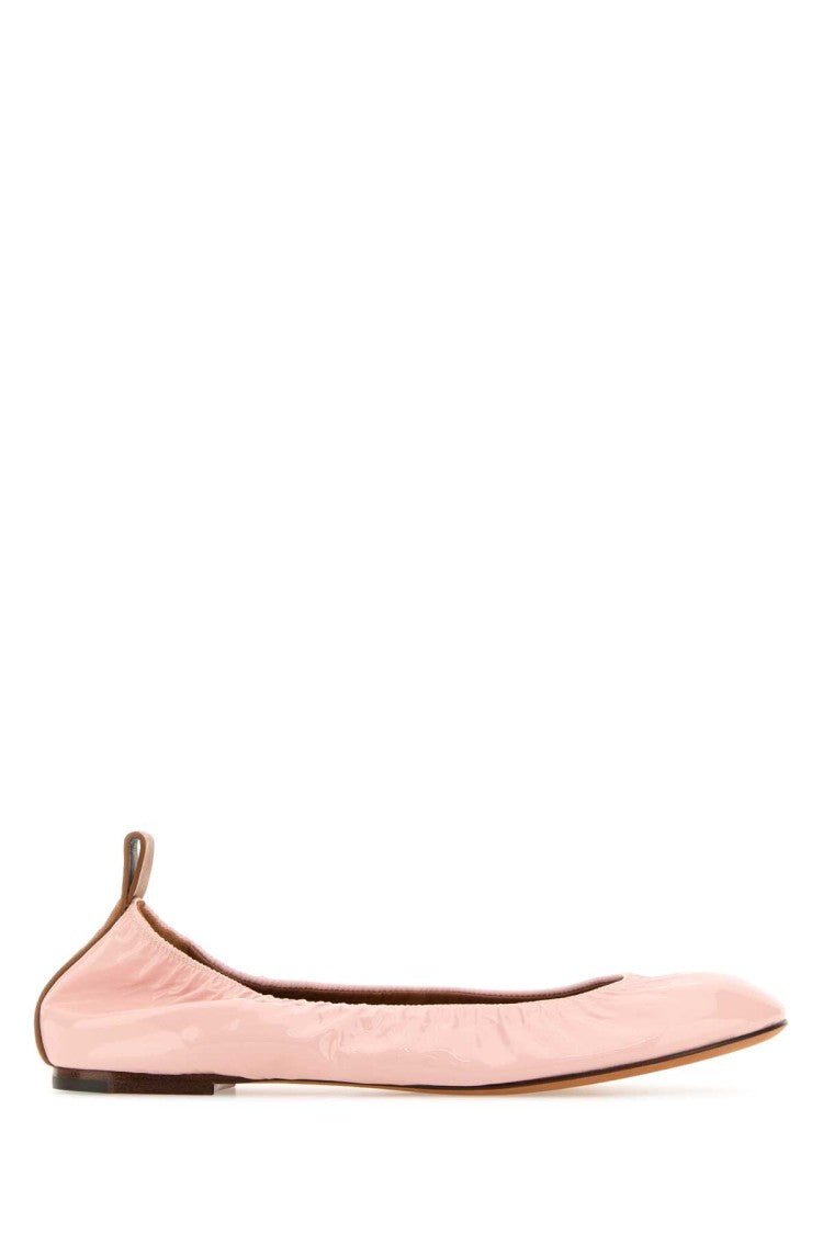 Lanvin Glossy Pink Leather Ballerinas With Rounded Toe