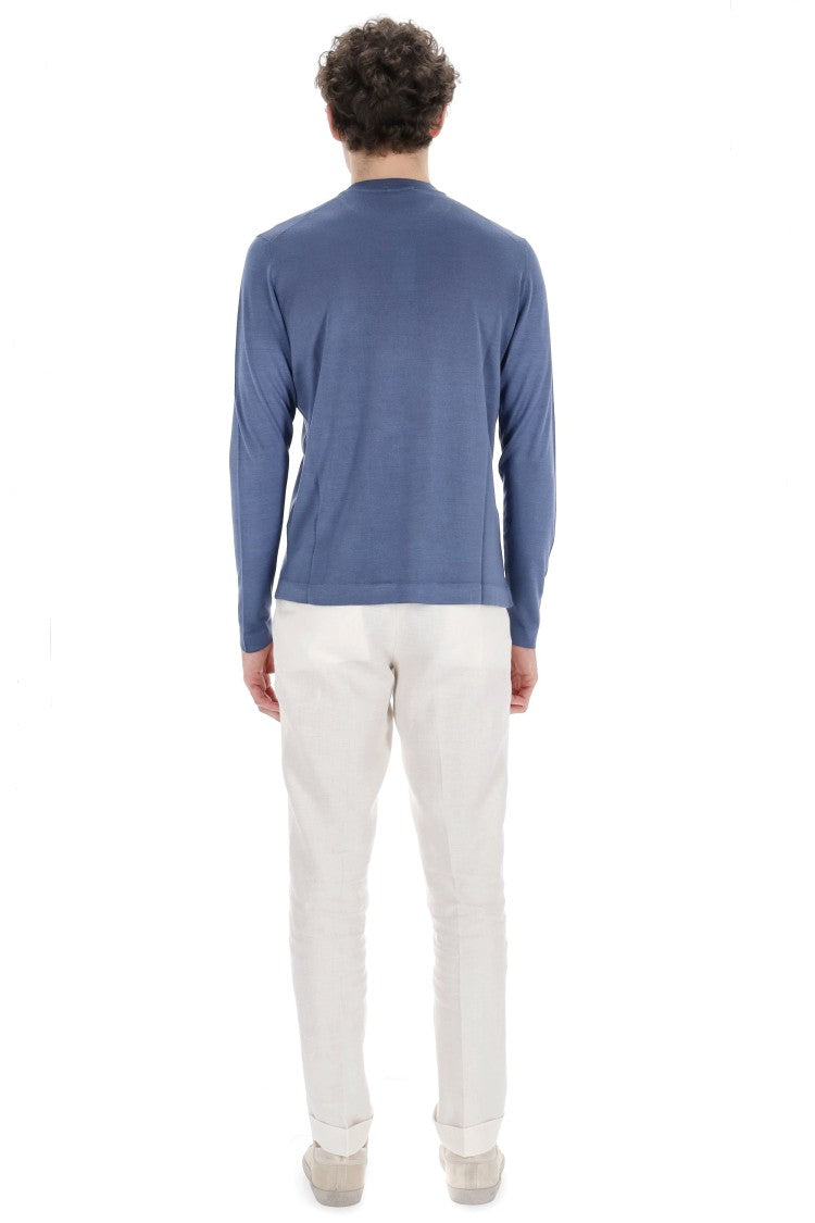 Drumohr Long Sleeve Silk Crewneck Sweater