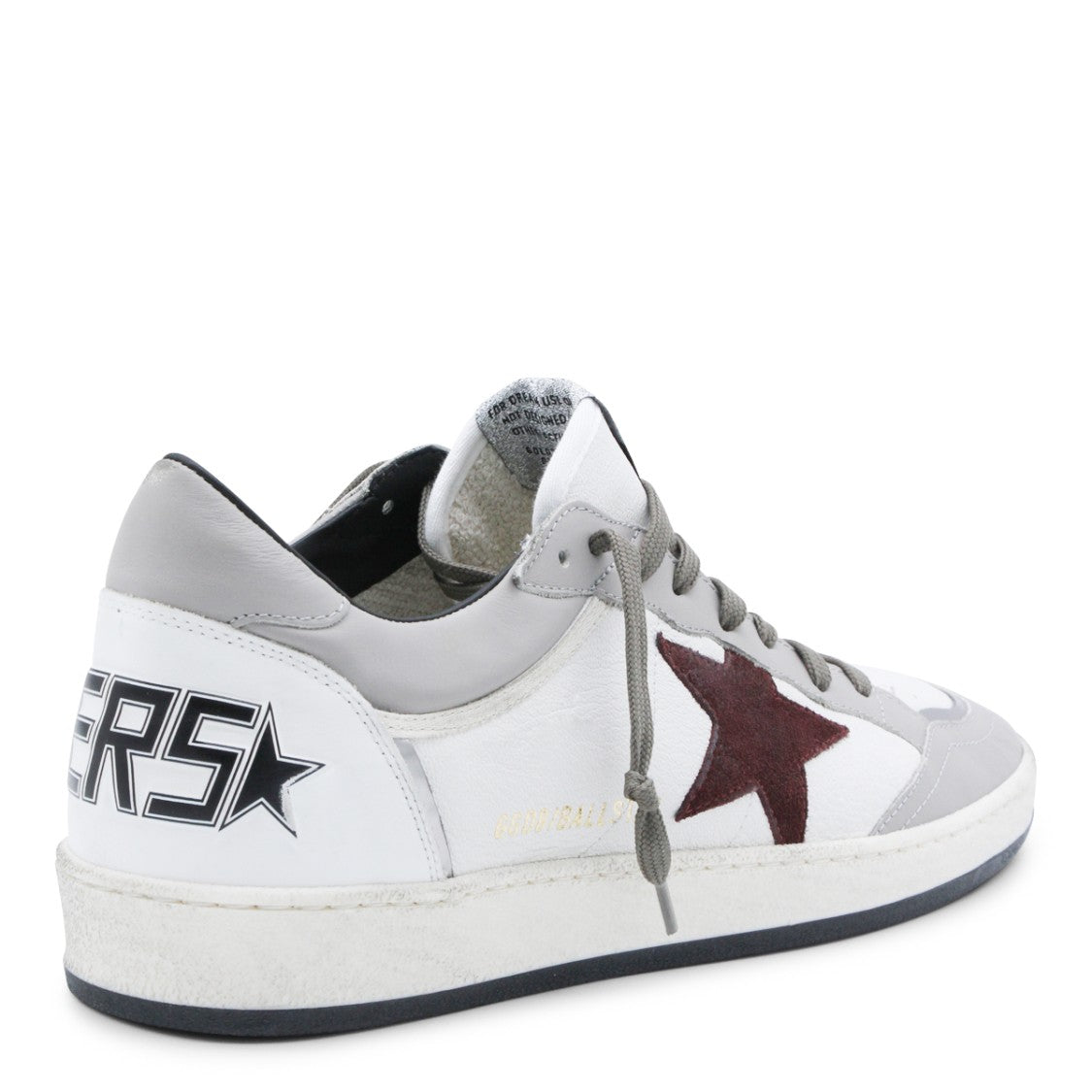 Golden Goose White Leather Sneakers With Burgundy Star