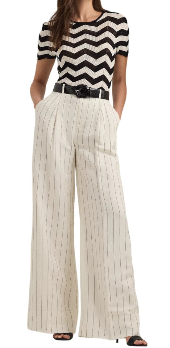Lauren Ralph Lauren High-Waisted Wide-Leg Pants With Pleated Front