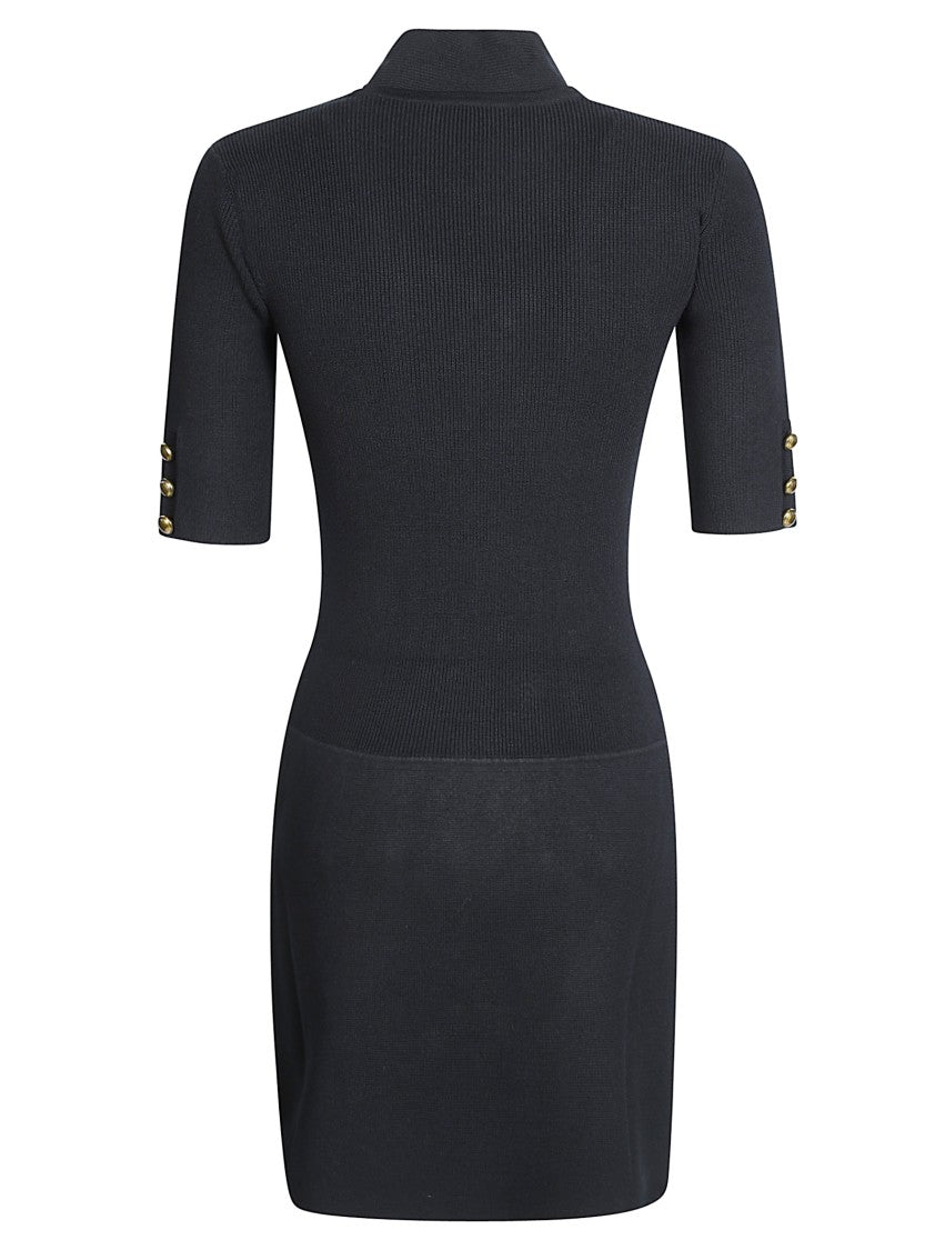 Elisabetta Franchi Fitted Black Knit Mini Dress